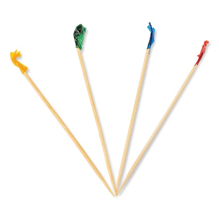 Amercareroyal Cellophane-Frill Wood Picks, Bamboo, 4 in. Assorted, 10000PK R812B